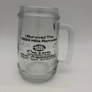 Vintage 1994 Hills Department Store Mug I Survived Remodel Grand Opening Glass